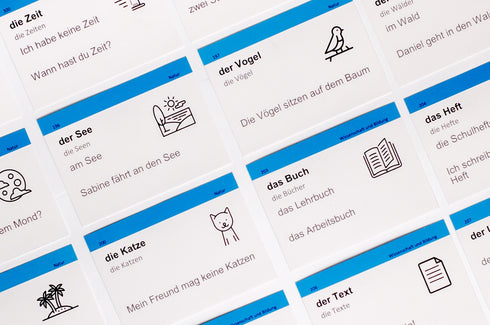 Flashcards de vocabulaire, niveau d'entrée. Allemand A1